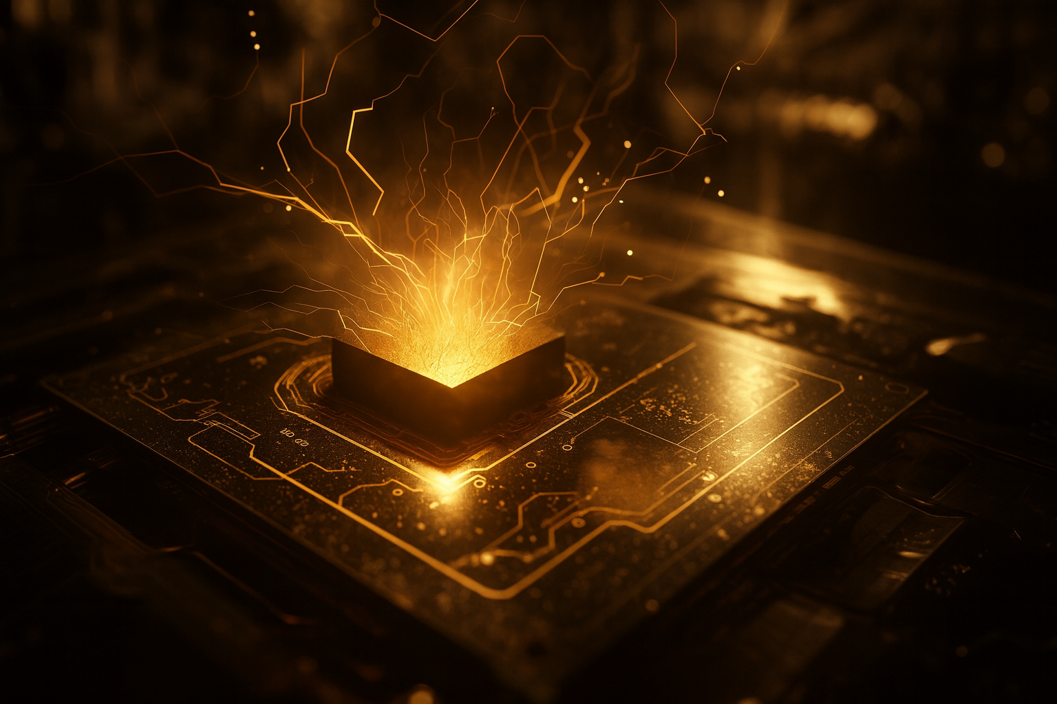 Abstract deep tech background — quantum and semiconductor engineering